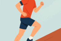 Ilustrasi gambar orang sedang berjalan menanjak
